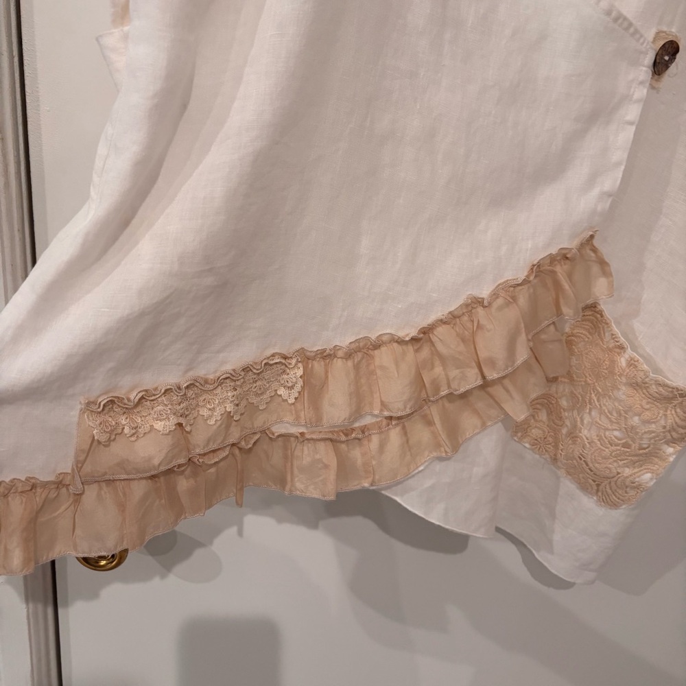 4 Love And Liberty Johnny Was Linen Crochet Embroidered Wrap Style Top Size M - Picture 5 of 16